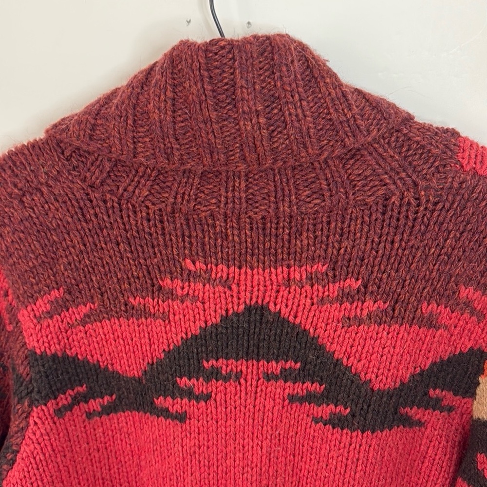 Eddie Bauer Sweater Blanket Navajo Print Cardigan in Red Sz S/M - Picture 10 of 14